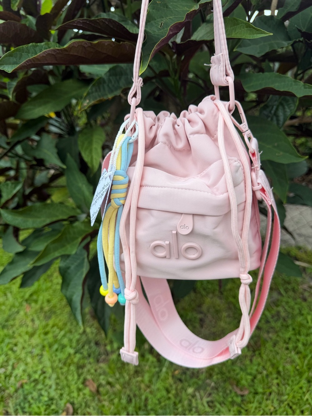 ALO Yoga Blush Pink Drawstring Mini Bucket Bag - Picture 9 of 16